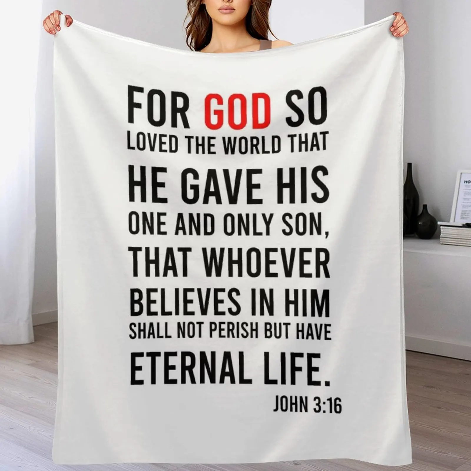 3D Printing Verse - John 3:16 Bible Verse Throw Blanket