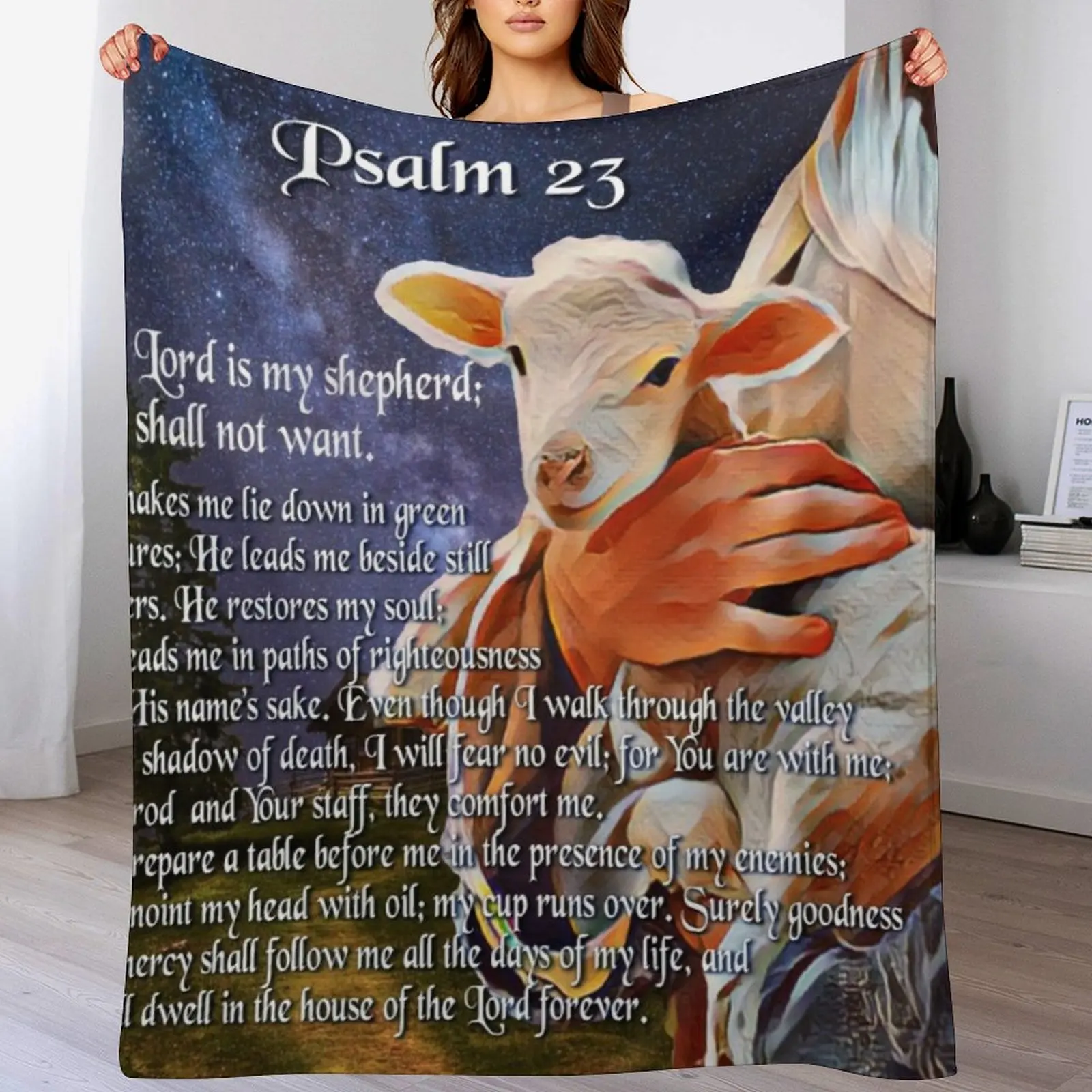 3D Printing Verse - Psalm 23 Bible Verse Throw Blanket
