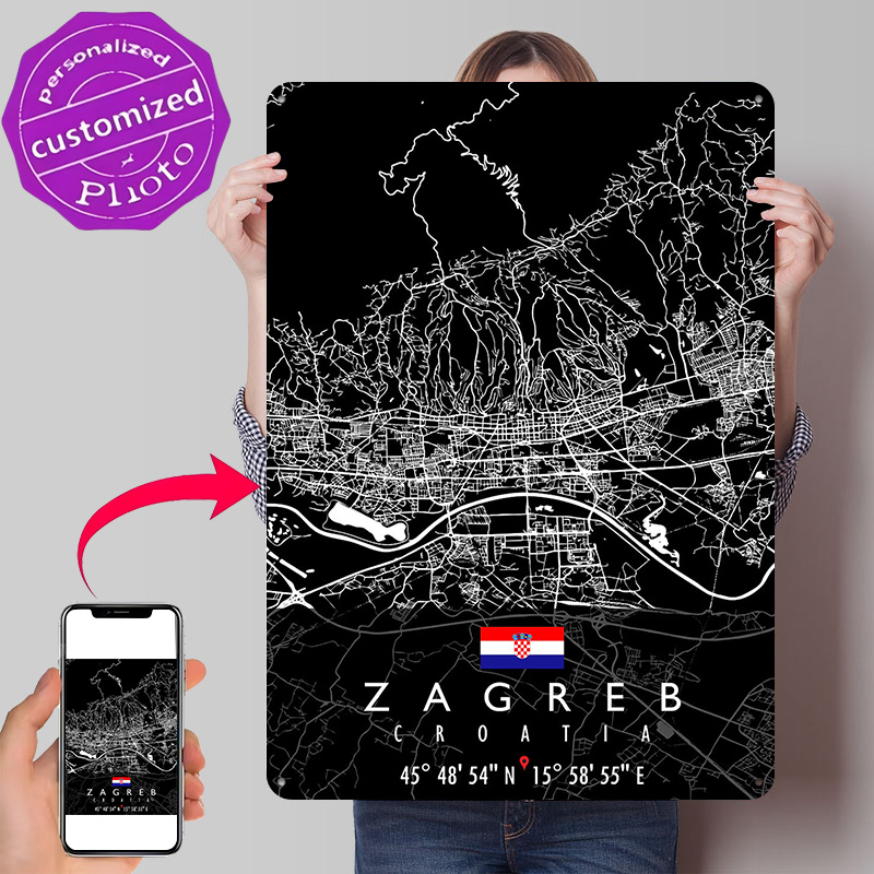 ZAGREB MAP CROATIA Poster Retr - đánh giá và giá 3D Printing Zagreb