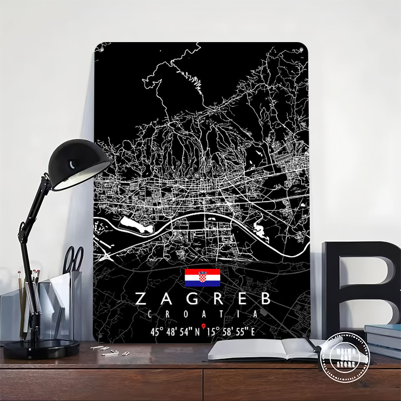 ZAGREB MAP CROATIA Poster Retr - đánh giá và giá 3D Printing Zagreb