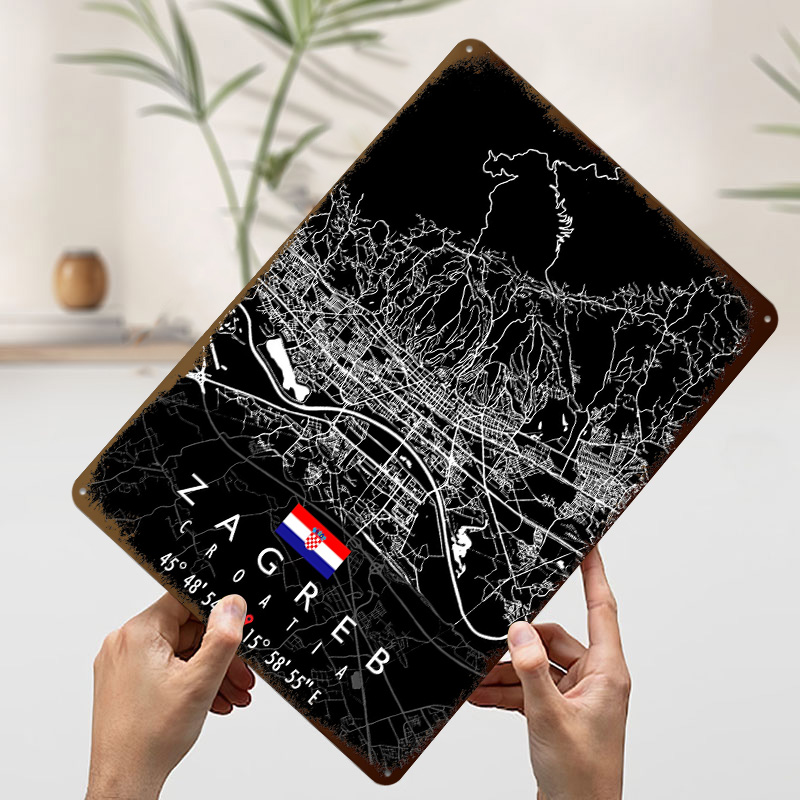 ZAGREB MAP CROATIA Poster Retr - đánh giá và giá 3D Printing Zagreb