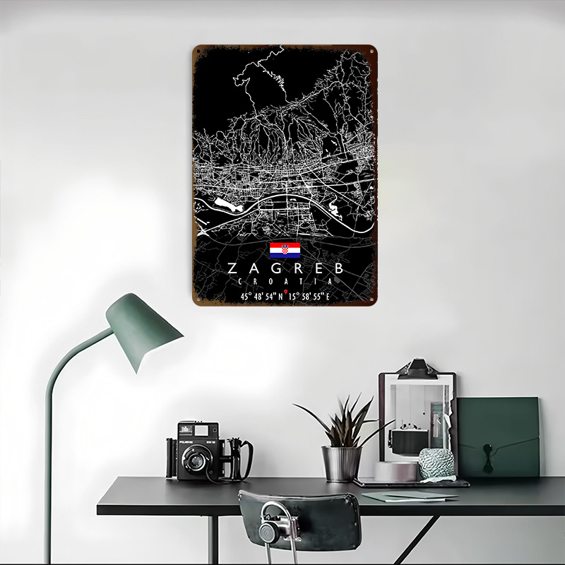 ZAGREB MAP CROATIA Poster Retr - đánh giá và giá 3D Printing Zagreb