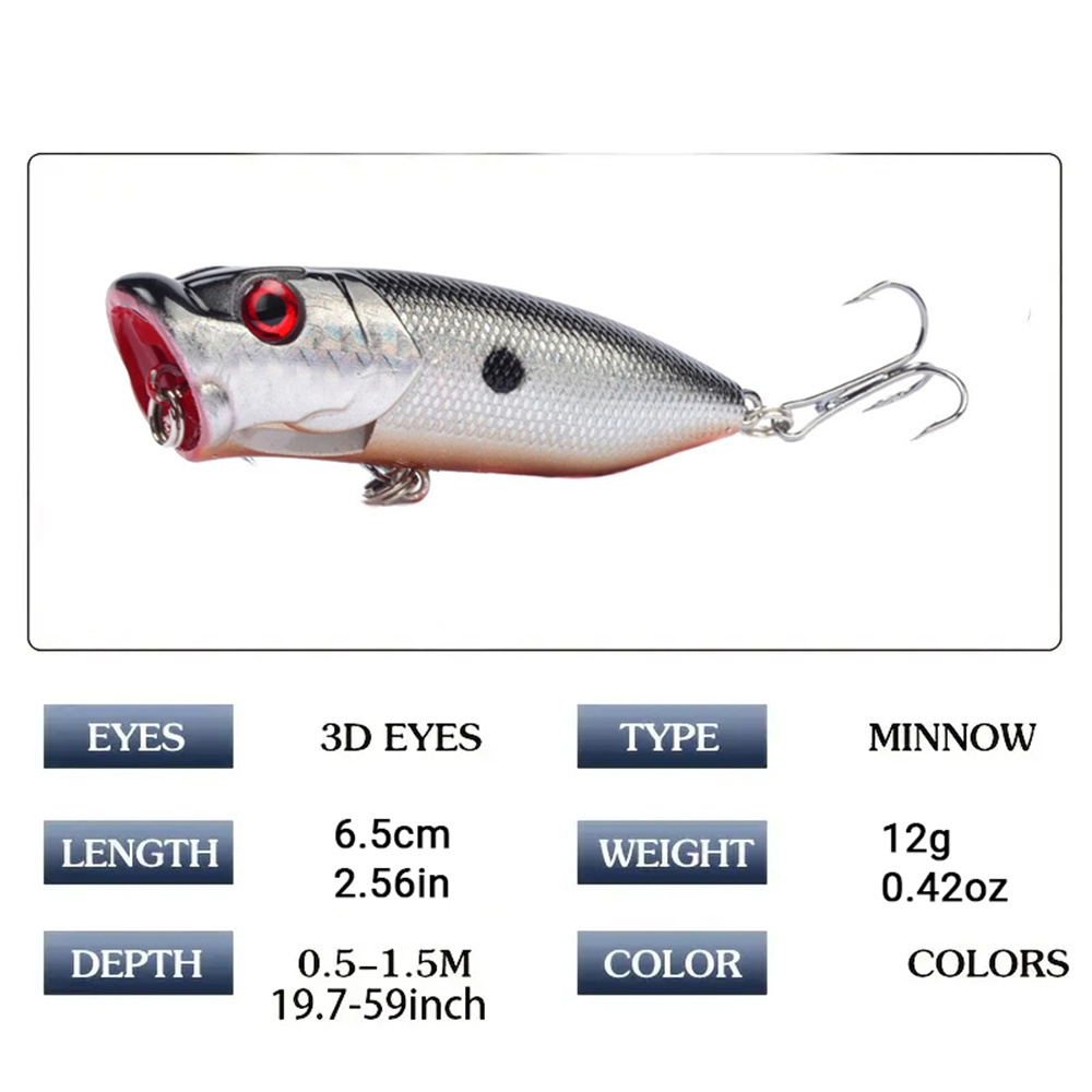 5Pcs Popper Fishing Lures 3d E - đánh giá và giá 3D Printing Lure
