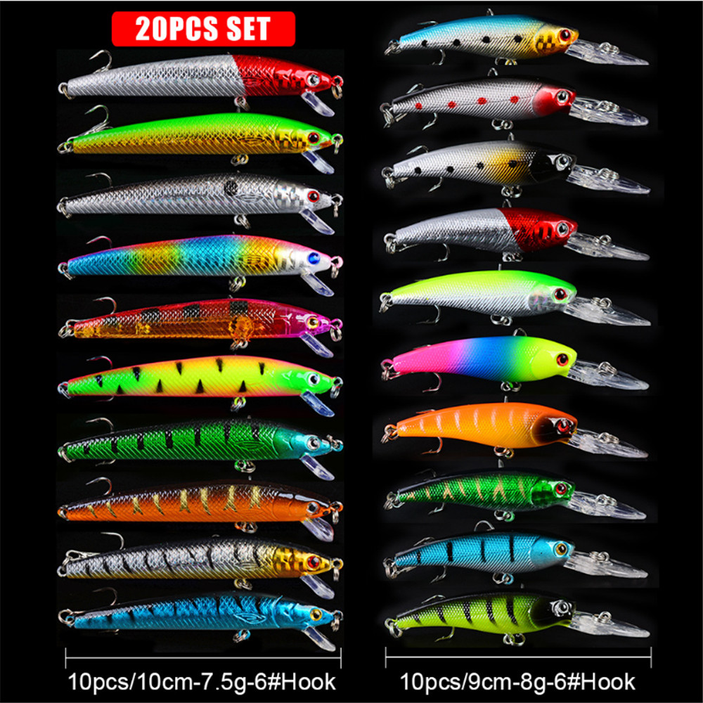 20 Cái/lốc Minnow Mồi Câu Cá B - đánh giá và giá 3D Printing Lure