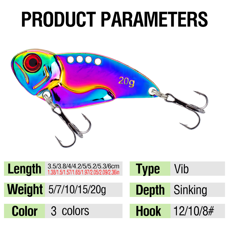 3PCS Metal Colorful VIB Lure 5 - đánh giá và giá 3D Printing Lure